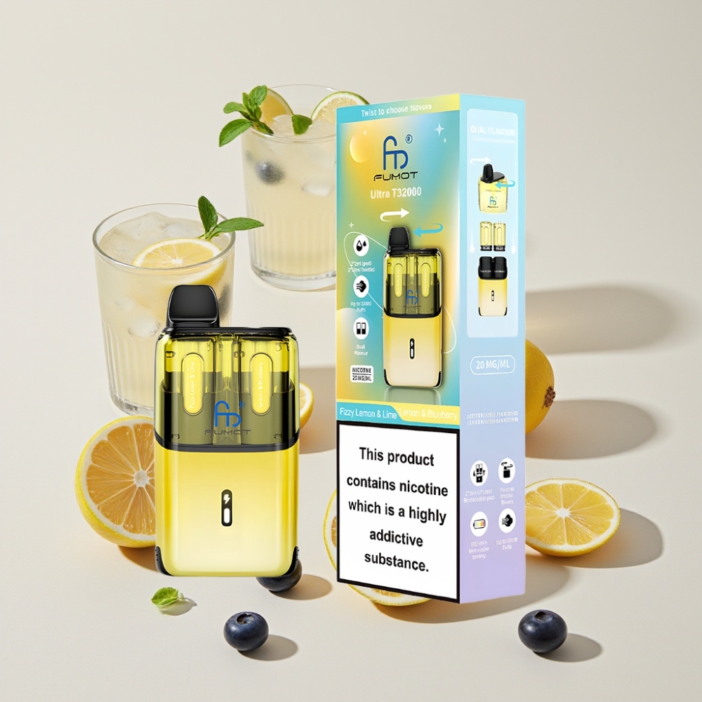 Fumot Ultra T32000 32000 Puffar Typ-C Snabbuppladdning Sverige Grossist Fizzy Citron & Lime & Citron & Blåbär