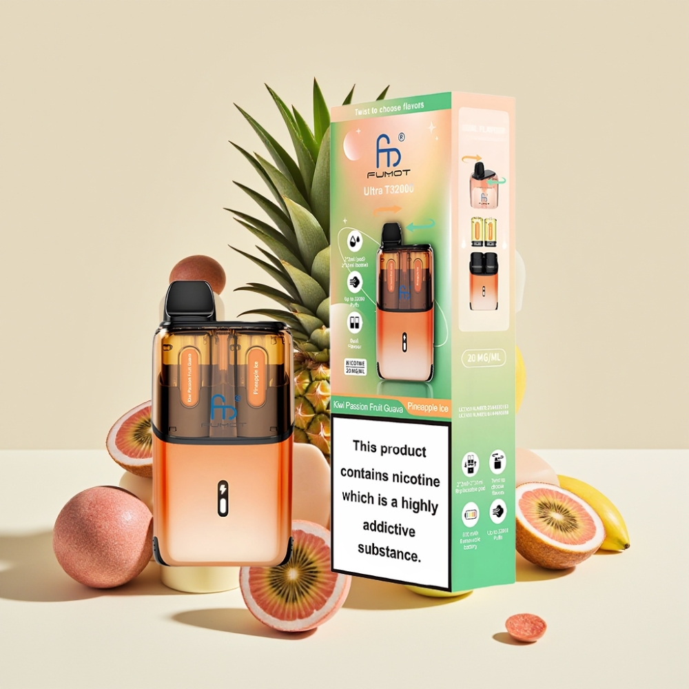 Fumot Ultra T32000 Sverige Grossist 32000 Puffar 800mAh 24ml Kiwi Passionfrukt Guava & Ananas Is