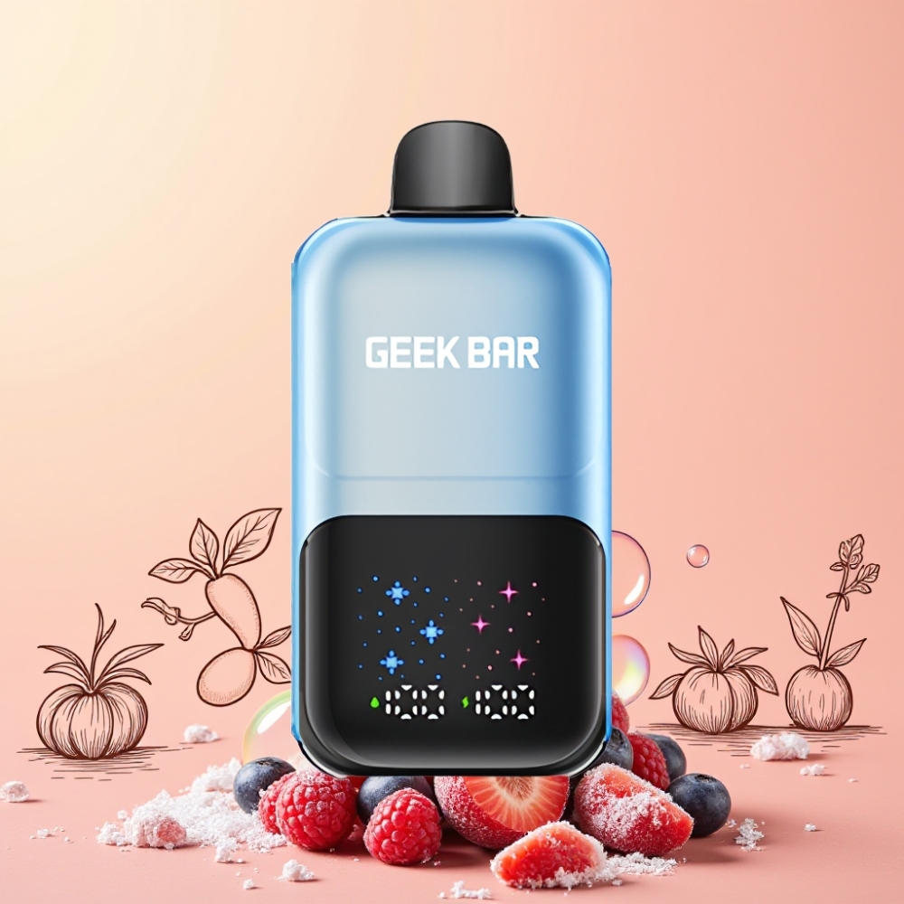 GEEKBAR 2GO 50000 Puffar Interaktiv Stor Skärm 3-nivå Inställbar Smaker/Kyla Dual Tankar 20mL Sverige Grossist Blåbär Hallon Is