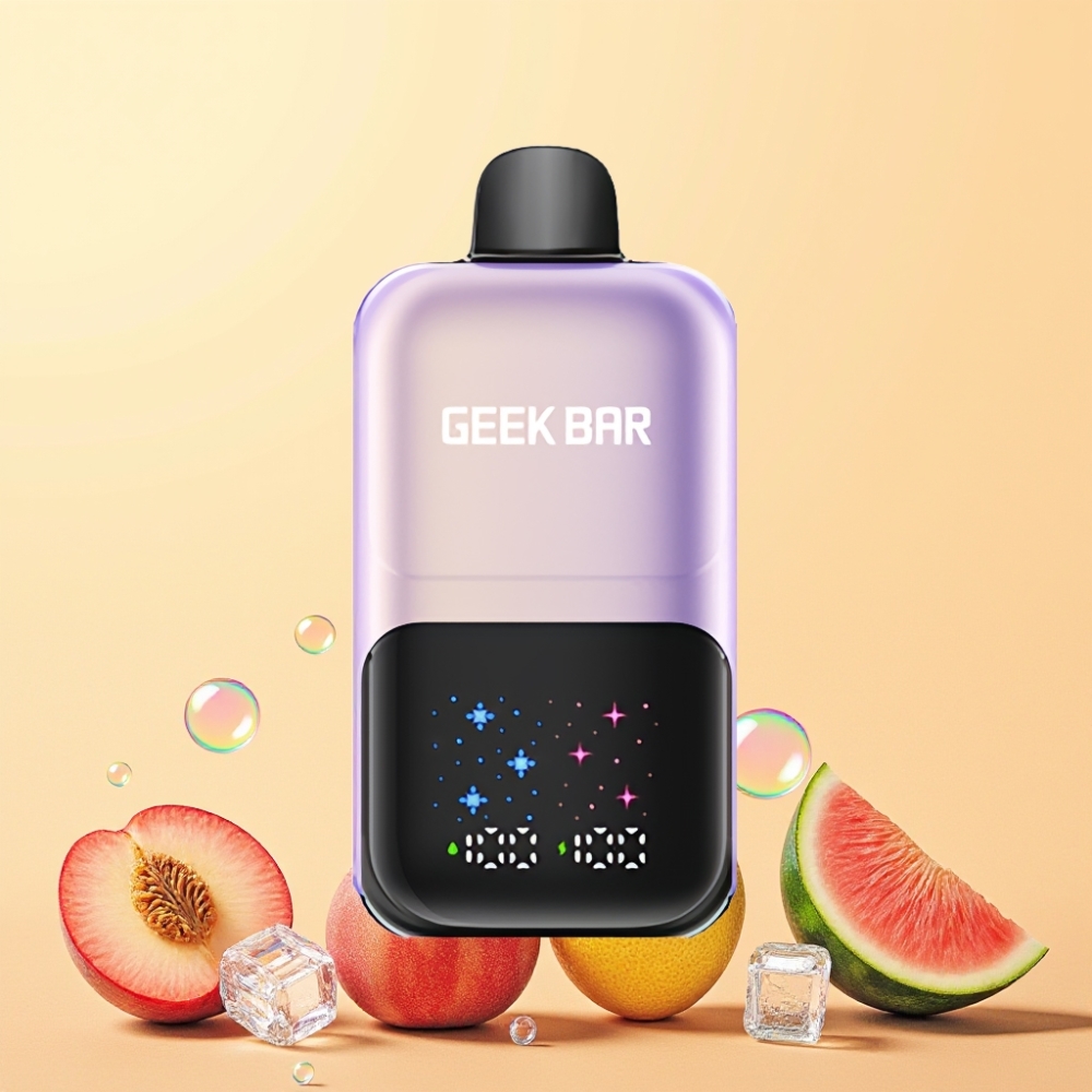 GEEKBAR 2GO 50000 Puffar Interaktiv Stor Skärm 3-nivå Justerbar Smak/Kyla Dubbla Tankar 20mL Sverige Grossist Persika Mango Vattenmelon Is