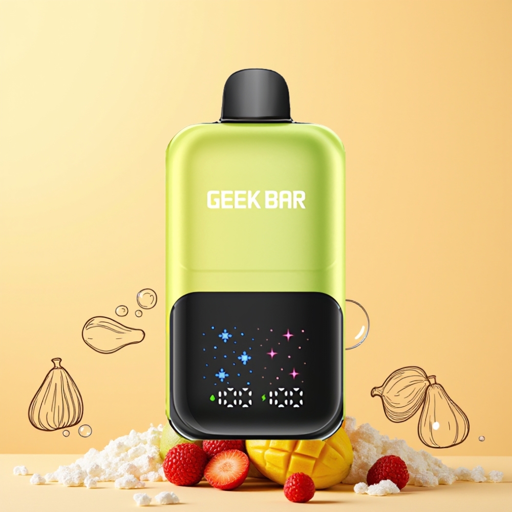 GEEKBAR 2GO 50000 Puffar Interaktiv Stor Skärm Justerbar Smak/Kyla Dubbel Tank 20mL 5% Nikotin Sverige Grossist Mexikansk Mango Is