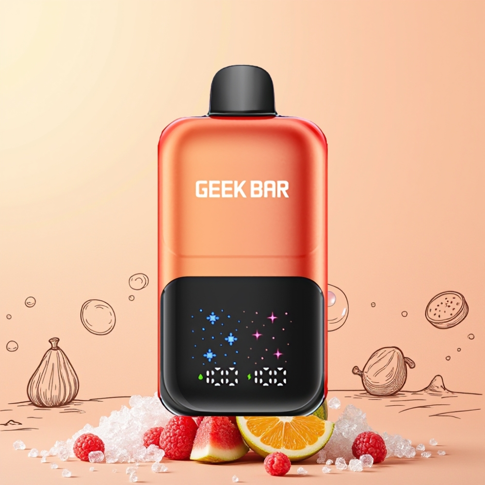 GEEKBAR 2GO 50000 Puffs Interaktiv Stor Skärm 3-nivå Justerbar Smaker/Kyla Dubbel Tank 20mL 5% Nikotinsalt Sverige Grossist Vattenmelon Tuggummi Is