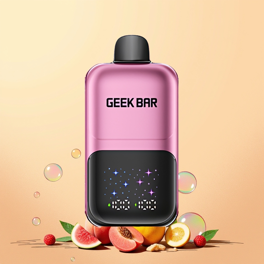 GEEKBAR 2GO 50000 Puffs Interaktiv Stor Skärm 3-nivå Justerbara Smaker/Kyla Dubbla Tankar 20mL Sverige Grossist Persika & Vattenmelon