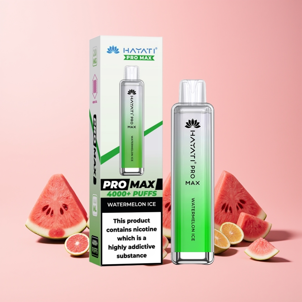 Hayati Pro Max 4000 Puff Laddningsbar LED Vattenmelon Is Sverige Grossist