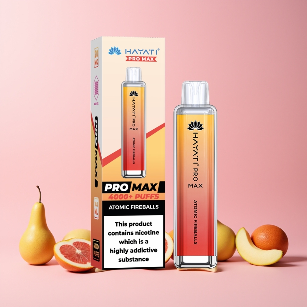 Hayati Pro Max 4000 Puff Sverige Grossist E-lösning Återuppladdningsbar Dual 1.1 Ohm Mesh Coil LED Ljuskristall Atomisk Eldklot