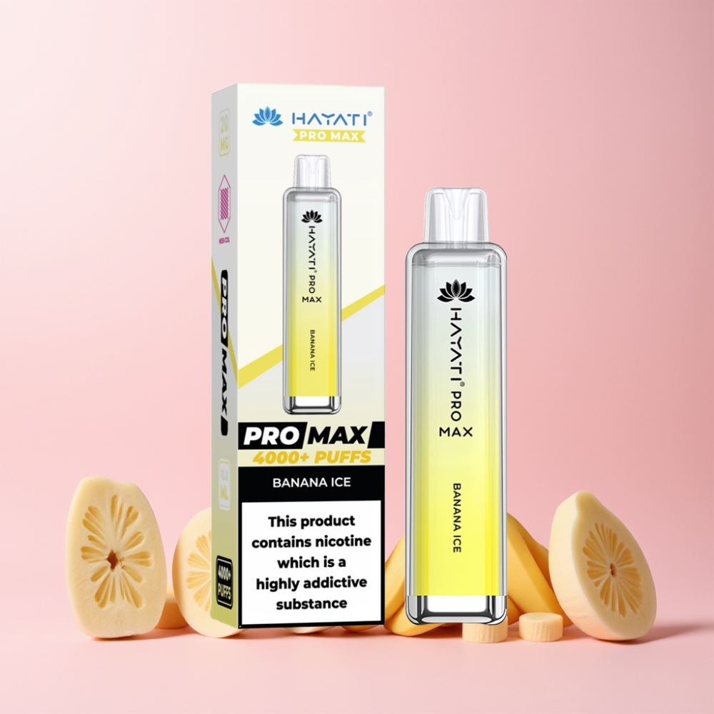 Hayati Pro Max 4000 Puff Återuppladdningsbar Disposable Vape Bananis Sverige Grossist
