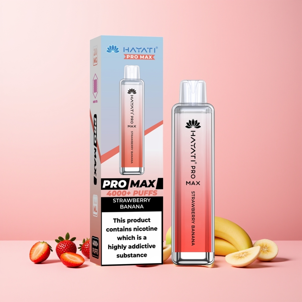 Hayati Pro Max 4000 Puffar Disposable Vape Laddningsbar 1400mAh Dual 1.1 Ohm Mesh Sverige Grossist Jordgubb Banan