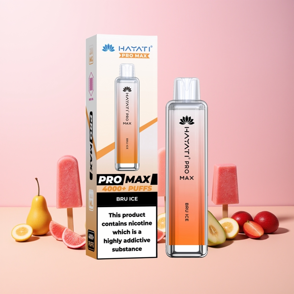 Hayati Pro Max 4000 Puffs Omladdningsbar Dual 1.1 Ohm Mesh Coil 1400mAh Sverige Grossist Bru Is
