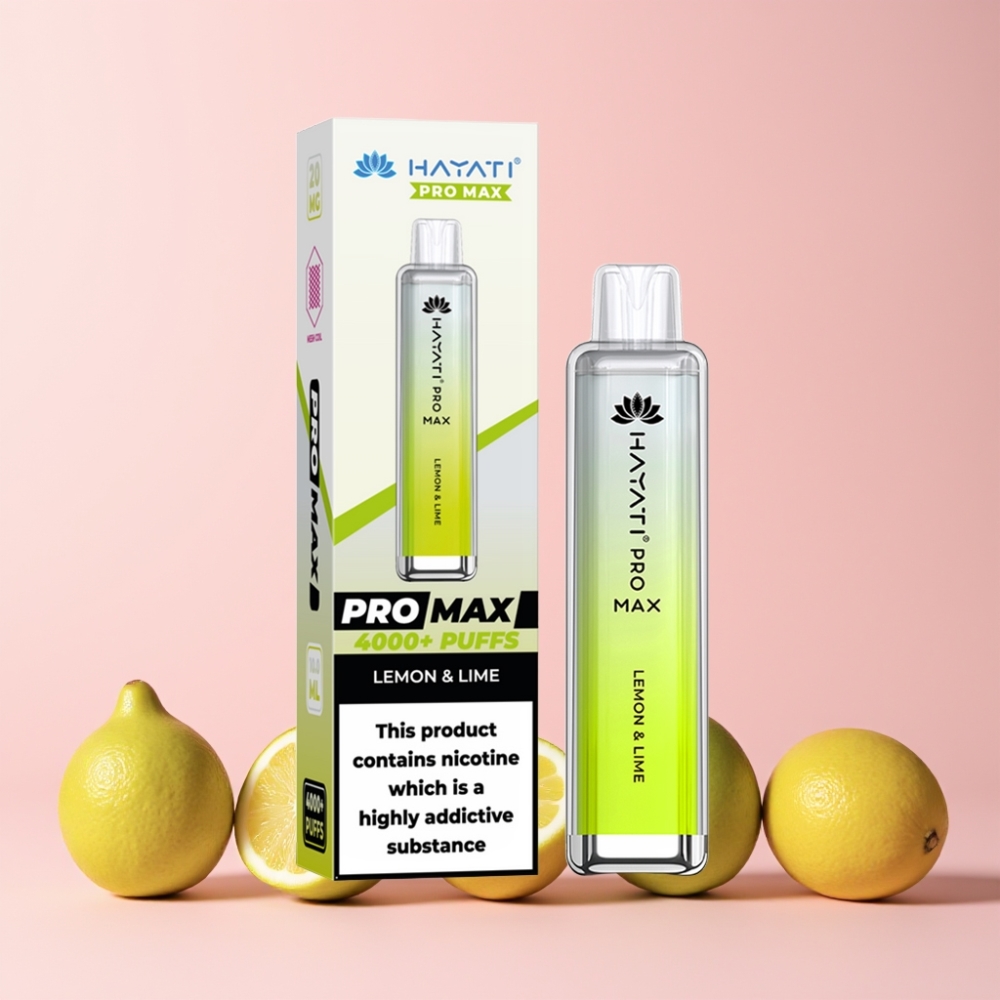 Hayati Pro Max 4000 Puffs Omladdningsbar LED Crystal Sverige Grossist Citron & Lime