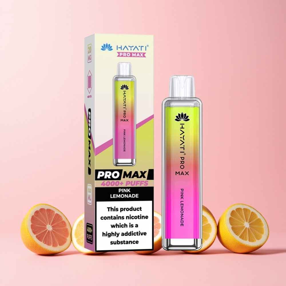 Hayati Pro Max 4000 Puffs Rechargebar Dual 1.1 Ohm Mesh Sverige Grossist Rosa Citronläsk