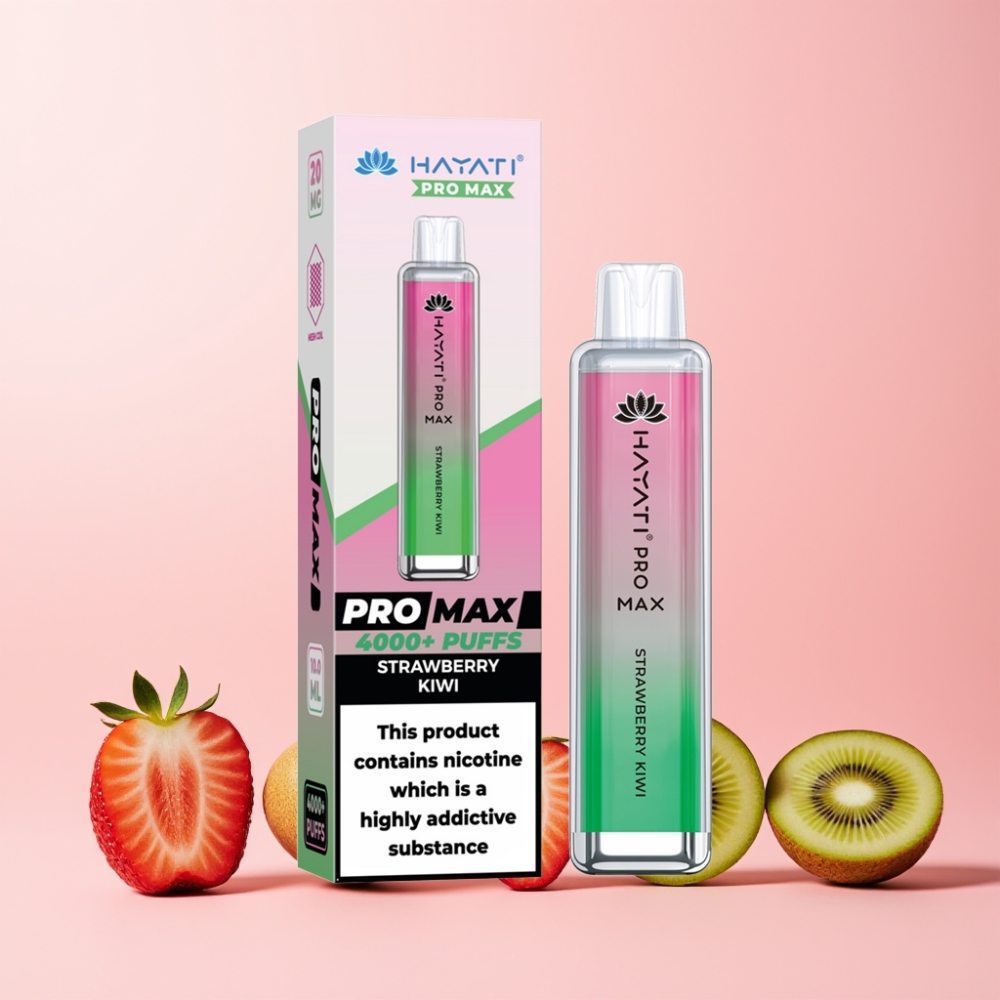 Hayati Pro Max 4000 Puffs Sverige Grossist 2ml/10ml TPD-Compliant Laddningsbar 1400mAh Jordgubb Kiwi