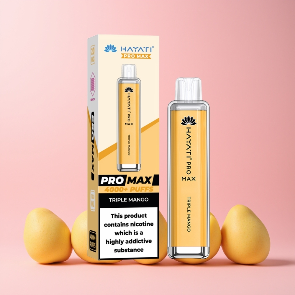 Hayati Pro Max 4000 Puffs Sverige Grossist Disposable Vape Laddningsbar Dubbel 1.1 Ohm Mesh Coil 1400mAh Batteri Trippel Mango