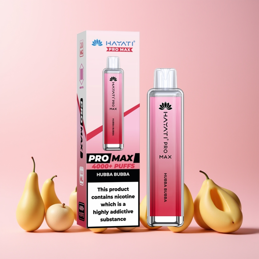 Hayati Pro Max 4000 Pustar Disposable Vape Hubba Bubba Sverige Grossist 28 28 120mm 2ml 10ml 1400mAh 2% 5% Nikotin Dubbel 1.1 Ohm Mesh Coil LED Botten Kristallutseende