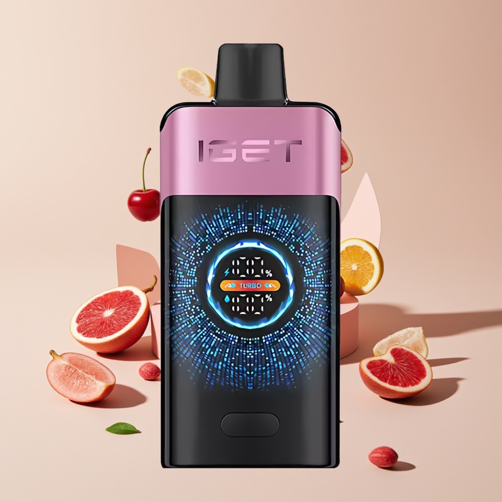 IGET ONE 12000 Puffs Turbo 2700 mAh Stor Krökt Färgskärm Sverige Grossist Körsbärsmonster