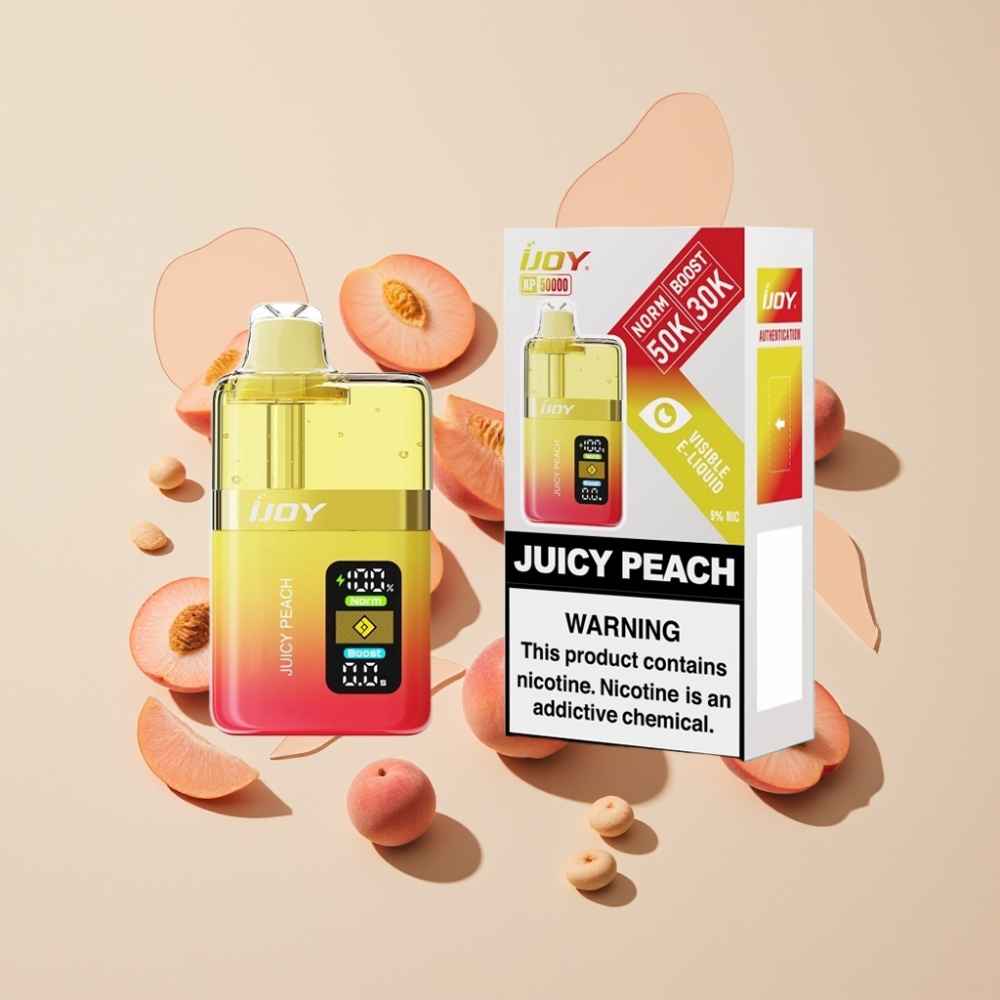 IJOY XP50000 50000 Puff 50mg/ml 1000 mAh Typ-c Lättjusterbar Luftflöde Juicy Peach (Saftig Persika) Sverige Grossist