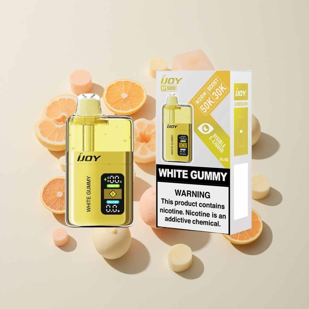 IJOY XP50000 50000 Puff 50mg/ml 1000 mAh Type-C Justering Luftflöde Sverige Grossist Vit Godis