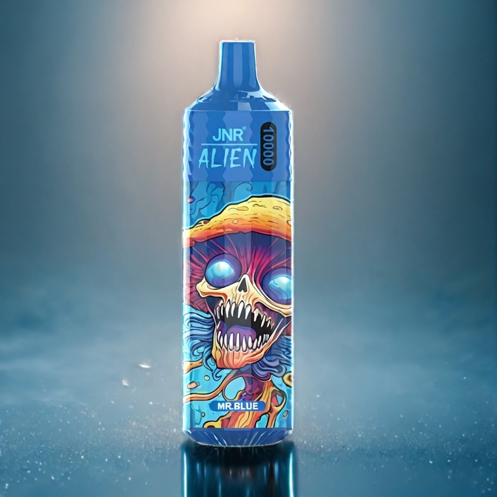 Blå JNR Alien SveRige Grossist 10000 Puffar 850mAh 1.2Ohm Mesh 20ml Typ-C RGB