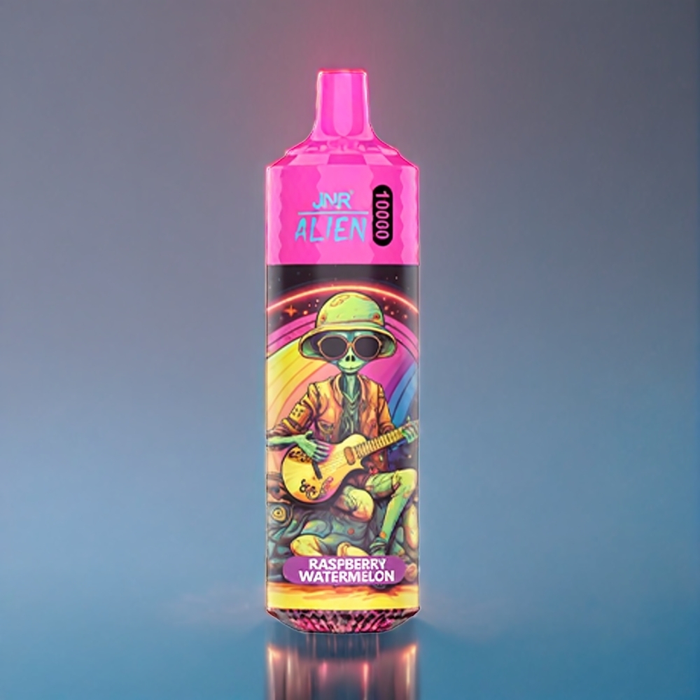 Hallon Vattenmelon JNR Alien 10000 Puffar Sverige Grossist 850mAh 1.2 Ohm Mesh 0-2-5% 20ml Type-C LED RGB