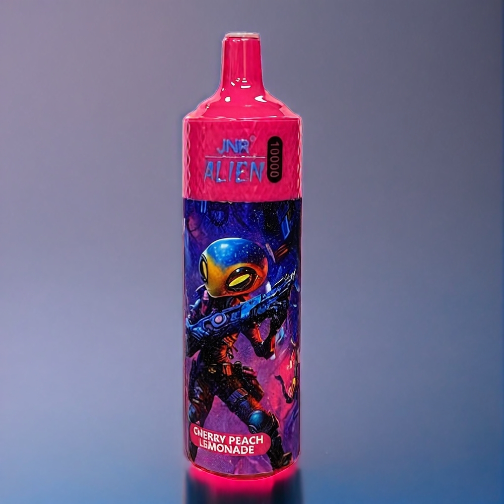 Körsbär Persika Lemonad JNR Alien 10000 Puffar Sverige Grossist RGB LED Sport Design 850mAh 1.2Ohm Mesh Type-C