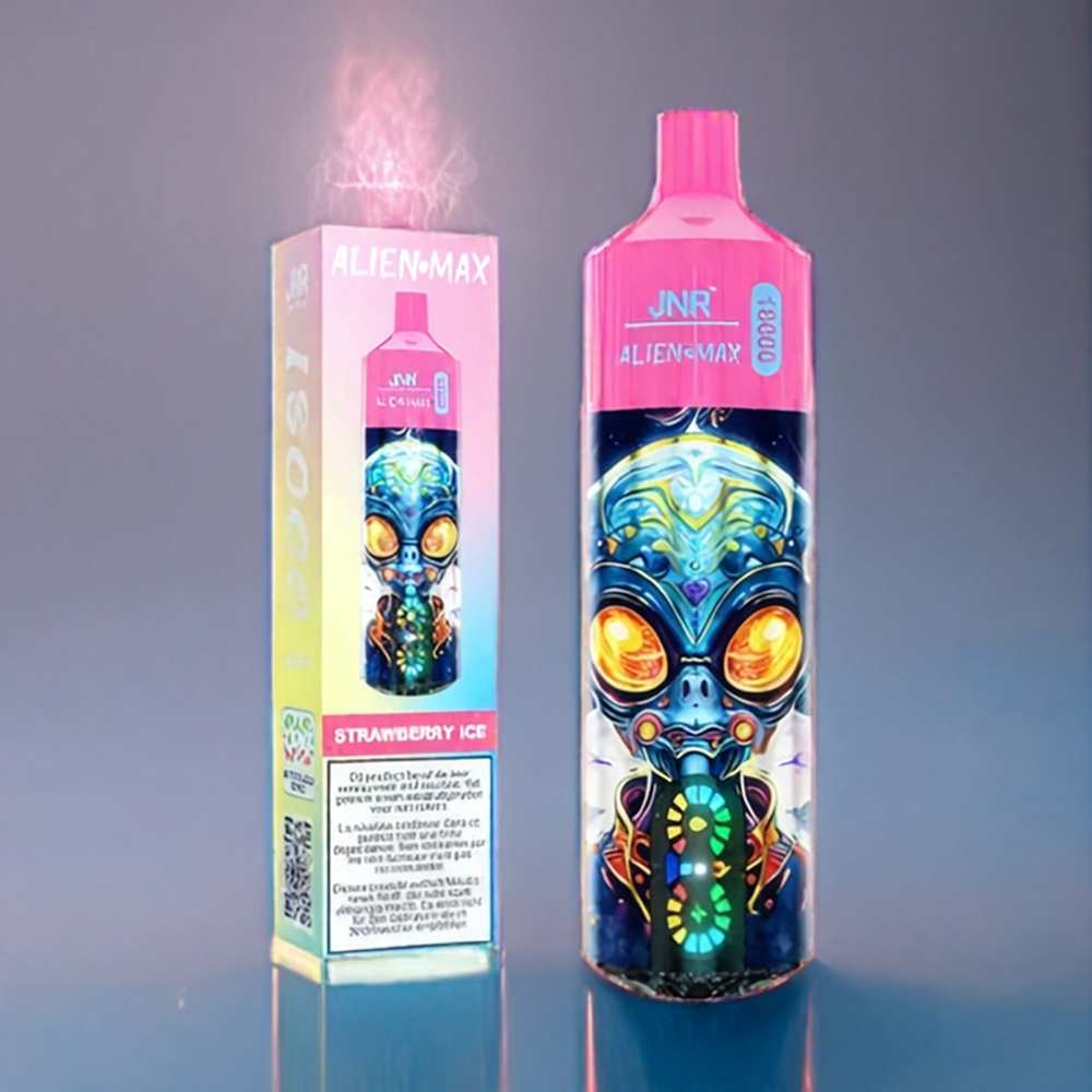 Jordgubb Is JNR Alien Max 18000 Puffar Dual Mesh Coil Smart LED Display Type-C Quick Charge 28ml E-liquid Sverige Grossist