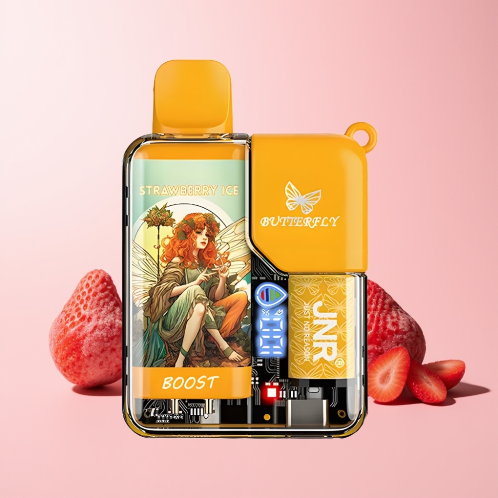 JNR Butterfly 8500 Puffs 1200mAh 15ml Digital Display Mesh Coil Sverige Grossist Jordgubb Is