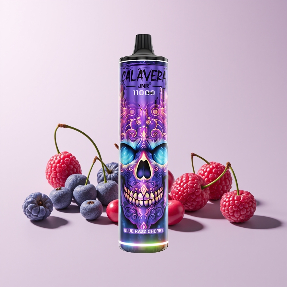 JNR Calavera 11000 Puff Typ-C Laddning 850mAh Batteri 21ml E-Liquid 1.0ohm Mesh Coil 0%,2%,5% Nikotin Sverige Grossist Blå Hallon Körsbär