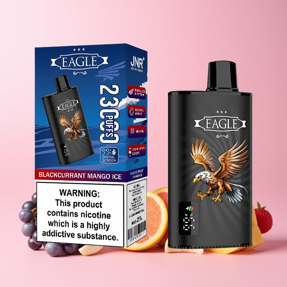 JNR EAGLE Smart 23000 Puffs Digital Skärm Justerbar Luftflöde 25ml Sverige Grossist Svartvinbär Mango Is