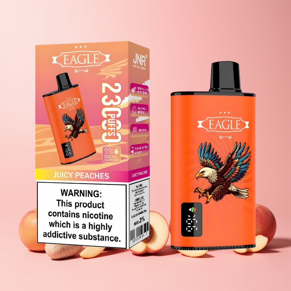 JNR EAGLE Smart 23000 Puffs Digital Skärm Justerbar Luftflöde Type-C Sverige Grossist Saftiga Persikor