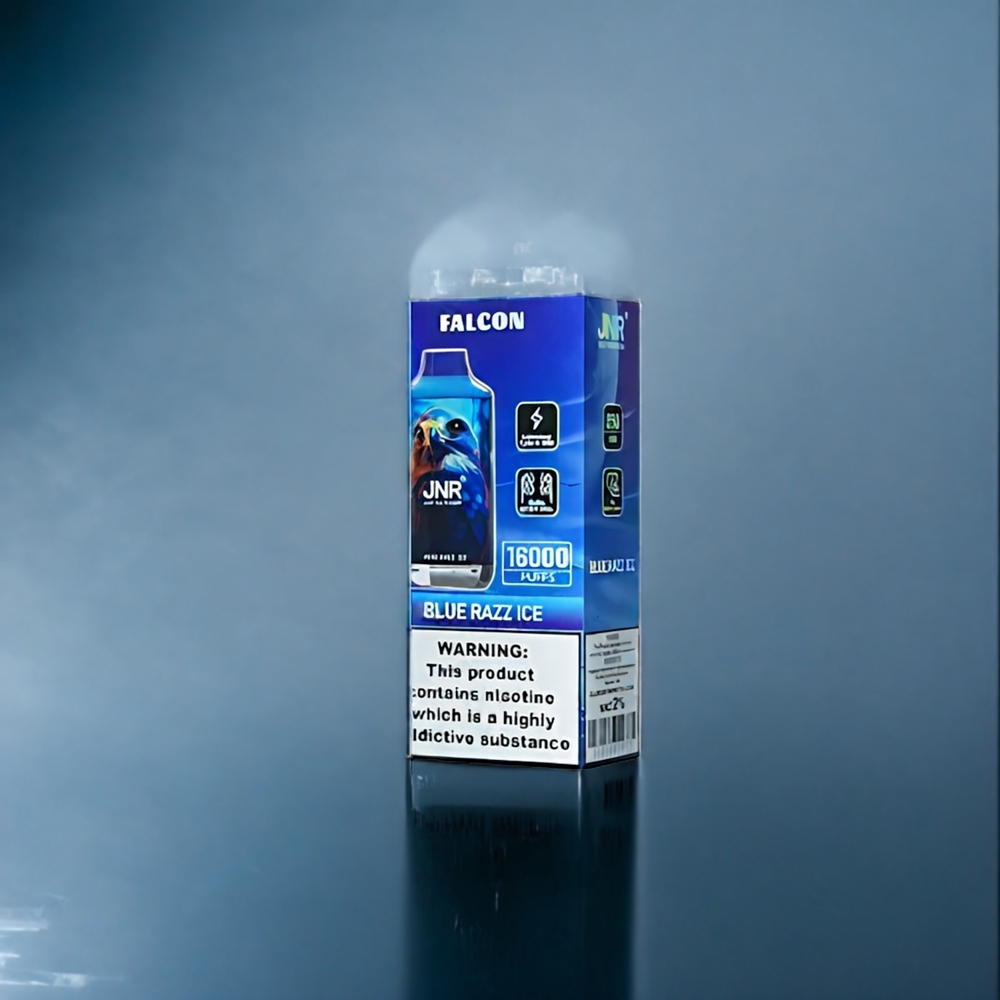 Blå Hallon Is JNR Falkon 16000 Puffar 850 mAh 22ml Dual Mesh Coil Type C & Smart LED Display Sverige Grossist