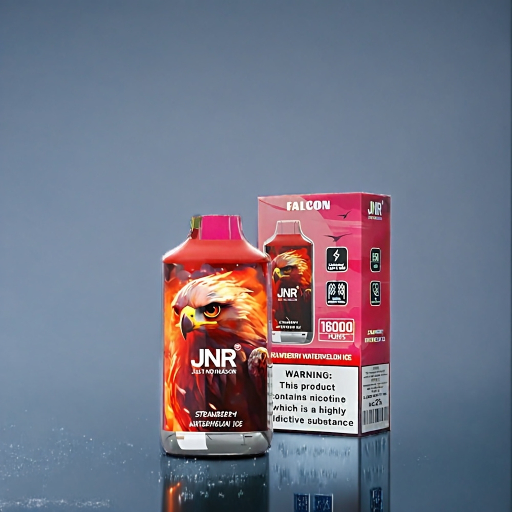 Jordgubb Vattenmelon Is JNR Falkon 16000 Puffar 850 mAh 22ml Dual Mesh Coil Typ C & Blixt Smart LED Display Sverige Grossist