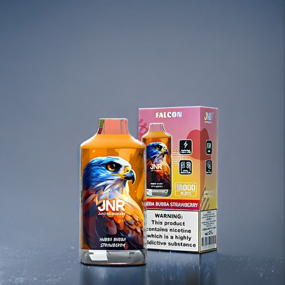 Jordgubba Hubba Bubba JNR Falcon 16000 Puffar Sveriges Grossist 850mAh 22ml Dual Mesh Coil Type C & Smart LED Display