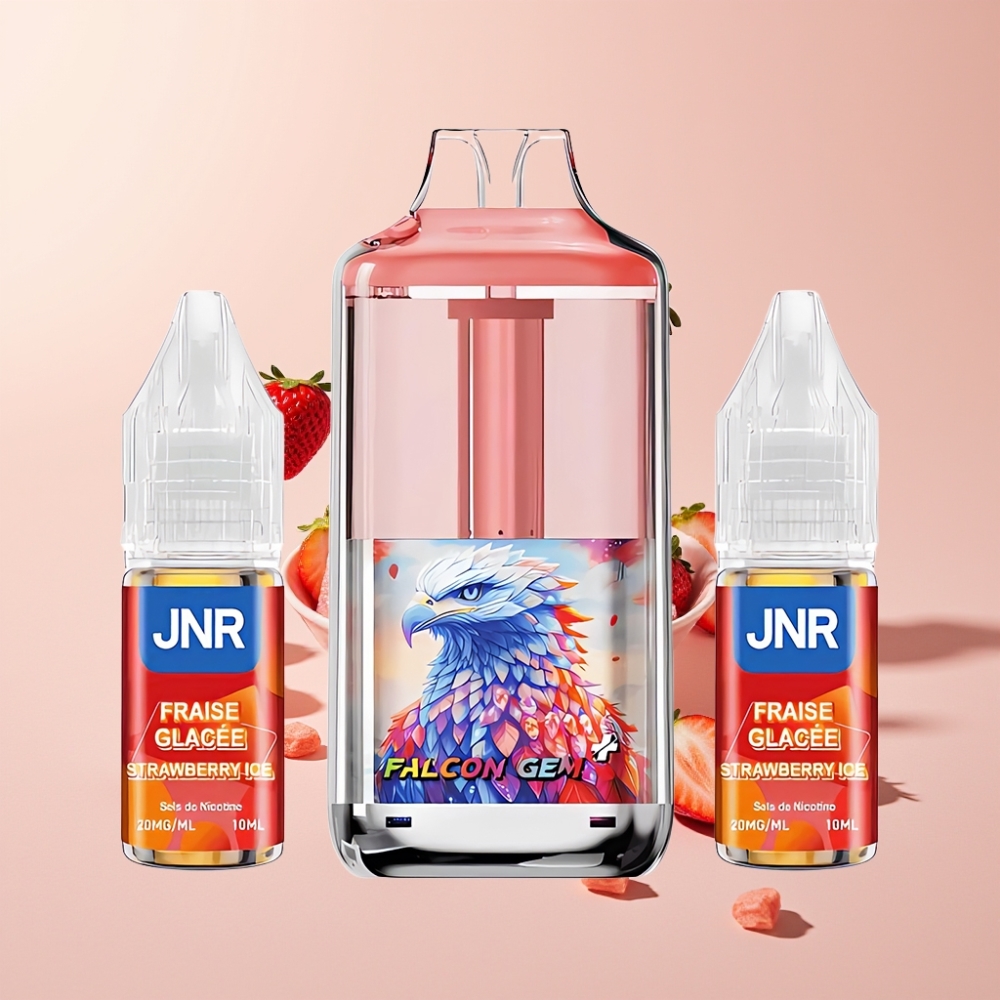 JNR Falcon GEM⁺ 30000 Puffs Synlig E-vätsketank Toppfyllningsdesign Batteriindikatorskärm Dual Mesh Coil Sverige Grossist Jordgubbis