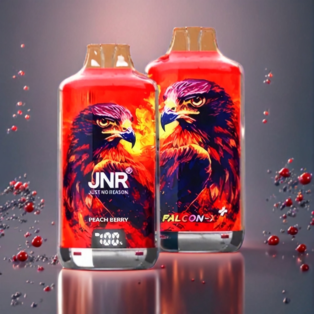 JNR Falcon X⁺ 28000 Puffar Top Refill 1.2Ω Dual Mesh Coil Batteriindikator Sverige Grossist Persika Bär