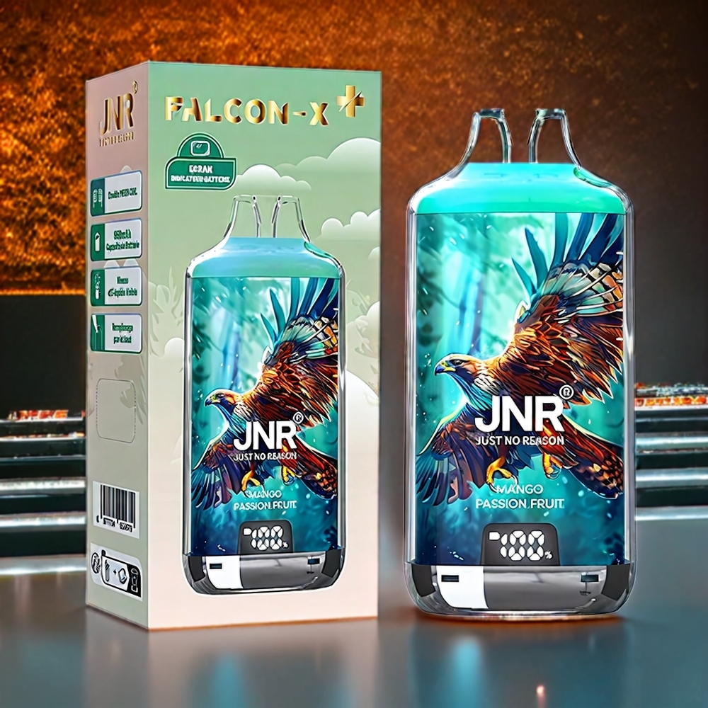 JNR Falcon X⁺ 28000 Puffar Top Refill Design 1.2Ω Dual Mesh Coil Sverige Grossist Mango Passionfrukt
