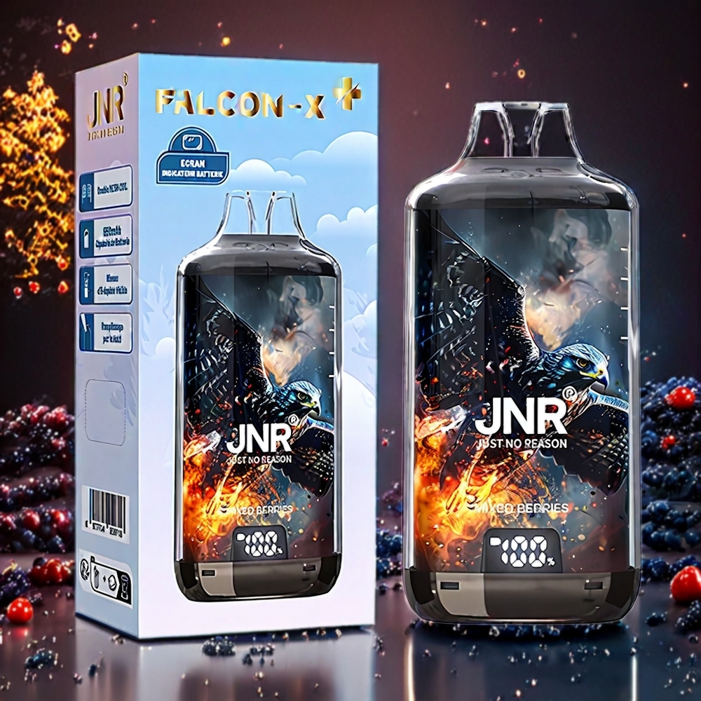 JNR Falcon X⁺ 28000 Puffar Toppfyllningsdesign 1.2Ω Dual Mesh Coil Batteriindikator Sverige Grossist Blandade Bär