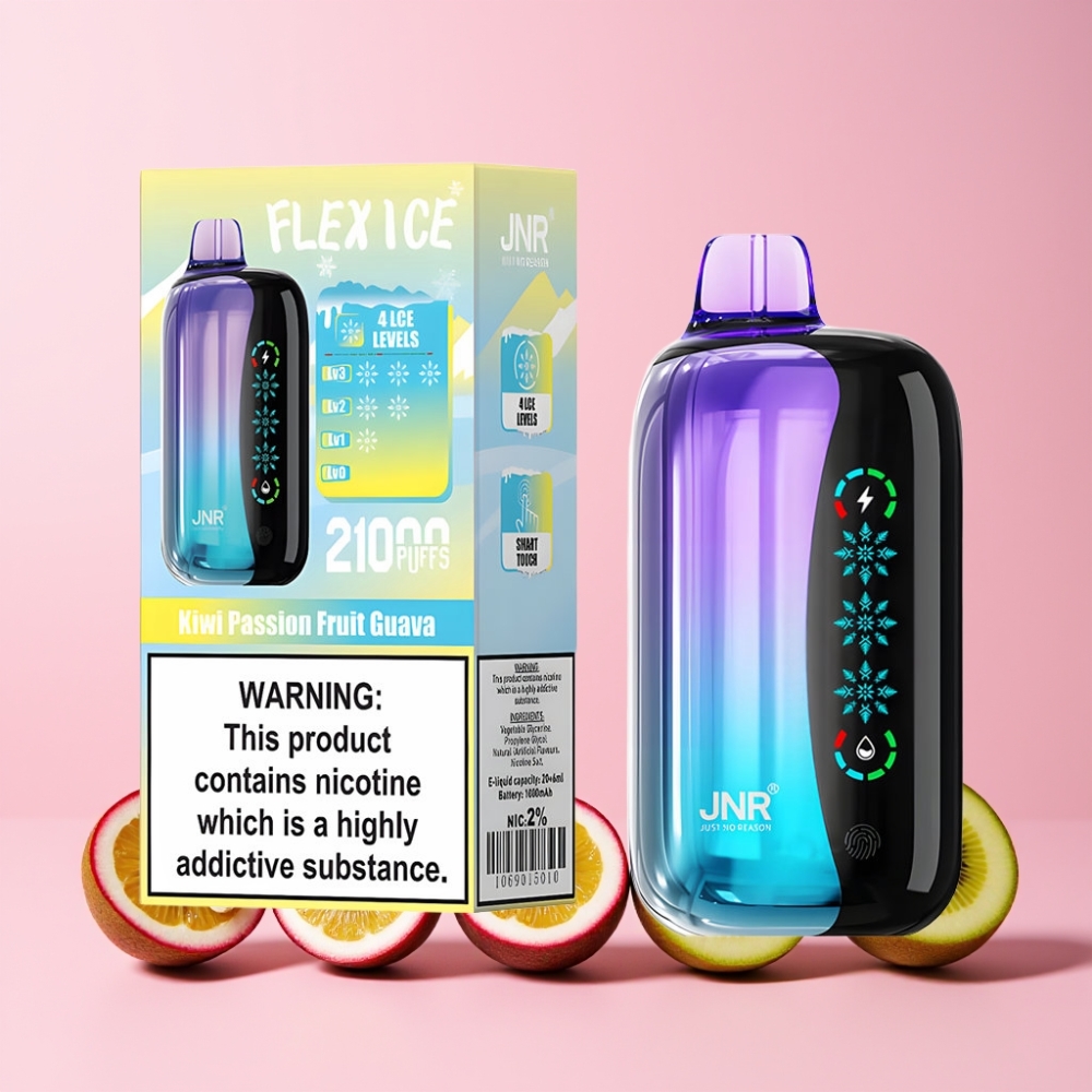JNR Flex Ice 21000 Puff Justerbar Is Luftflöde Touch Skärm Dual Mesh Typ-C Sverige Grossist Kiwi Passionfrukt Guava