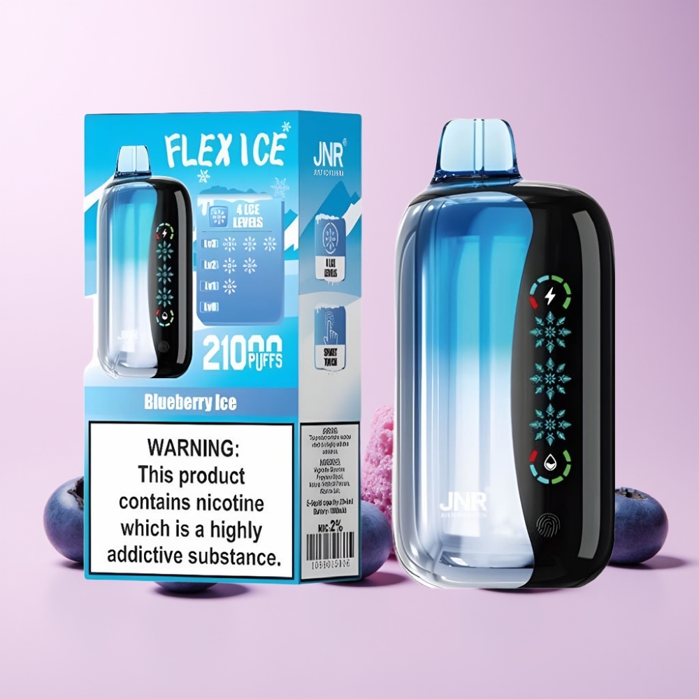 JNR Flex Ice 21000 Puffar Justerbar Is 26ml Berörningsskärm Anpassningsbar Luftflöde Dual Mesh Typ-C Sverige Grossist Blåbär Is