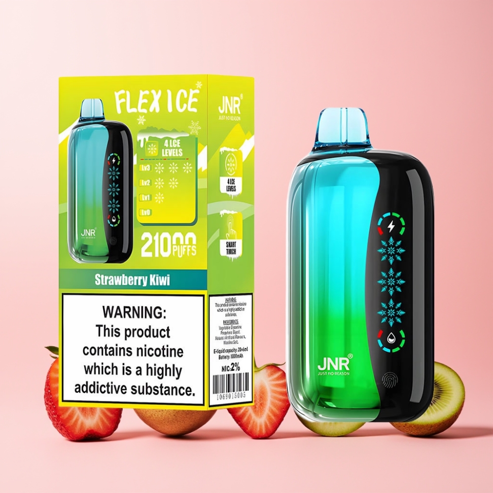 JNR Flex Ice 21000 Puffar Justerbar Is 26ml Touch Skärm Dual Mesh 1000mAh Typ-C Sverige Grossist Jordgubb Kiwi