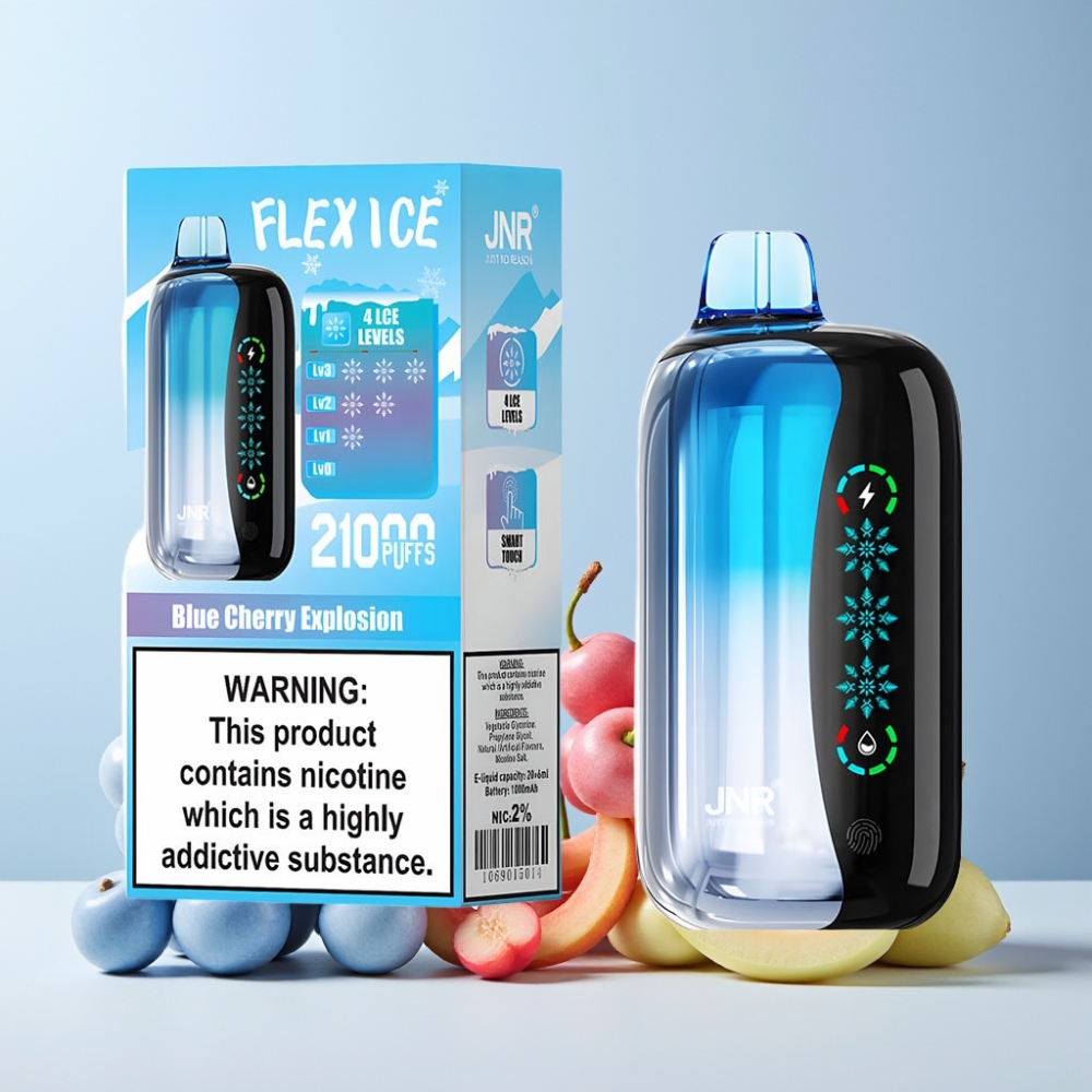 JNR Flex Ice 21000 Puffar Justerbar Luftflöde Touchskärm Dual Mesh 1000mAh Typ-C Sverige Grossist Blå Körsbärs Explosion