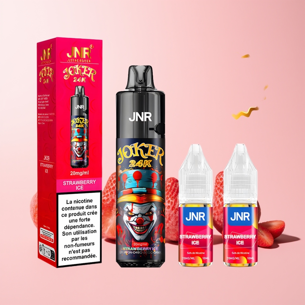JNR Joker 24000 Puffs 10ml 2% Nikotin Refillbar Side Refill Design Sverige Grossist Jordgubb Is