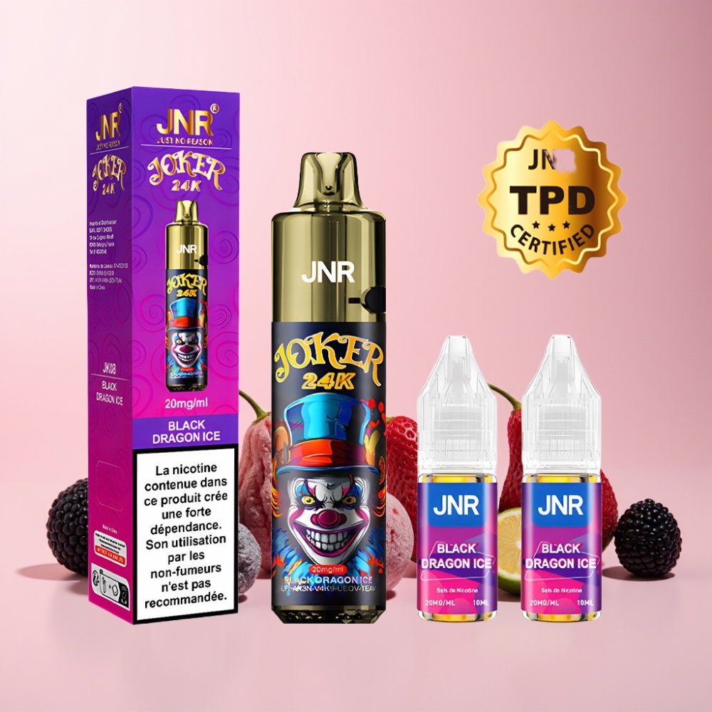 JNR Joker 24000 Puffs 24000 Mun Refillable Batteri 800mAh Svart Drake Is Sverige Grossist
