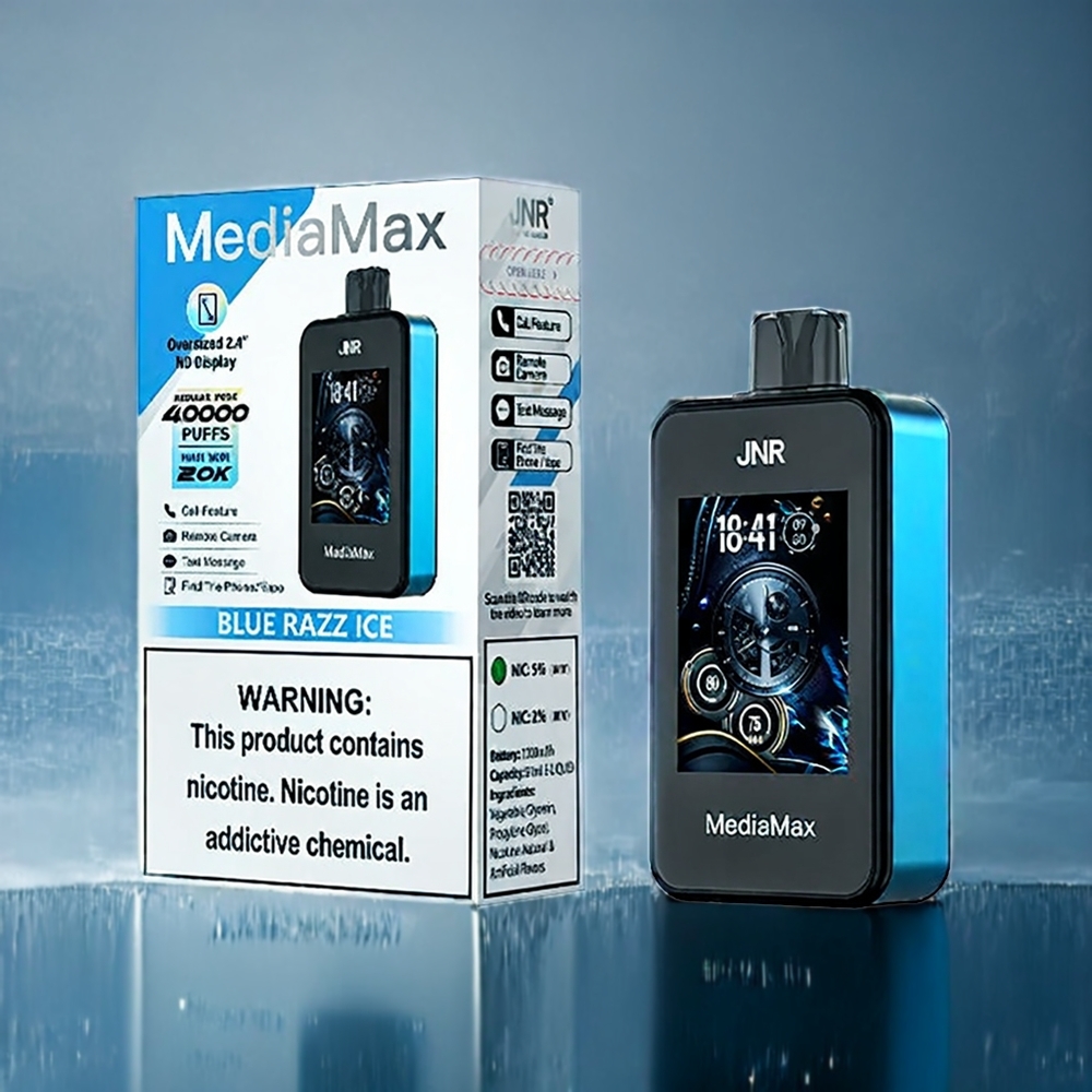 Blå Hallon Is JNR MediaMax 40000 Puffar 1000mAh 21mL Type-C Sverige Grossist