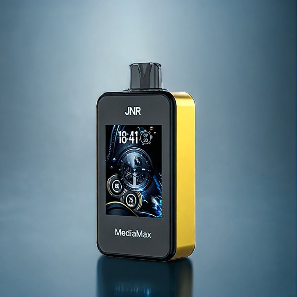 Jordgubb Banan JNR MediaMax 40000 Puffar 21mL 5% Nikotin 1000mAh Batteri Dual Mesh Coil Typ-C Snabbuppladdning 2.4'' HD Skärm Sverige Grossist