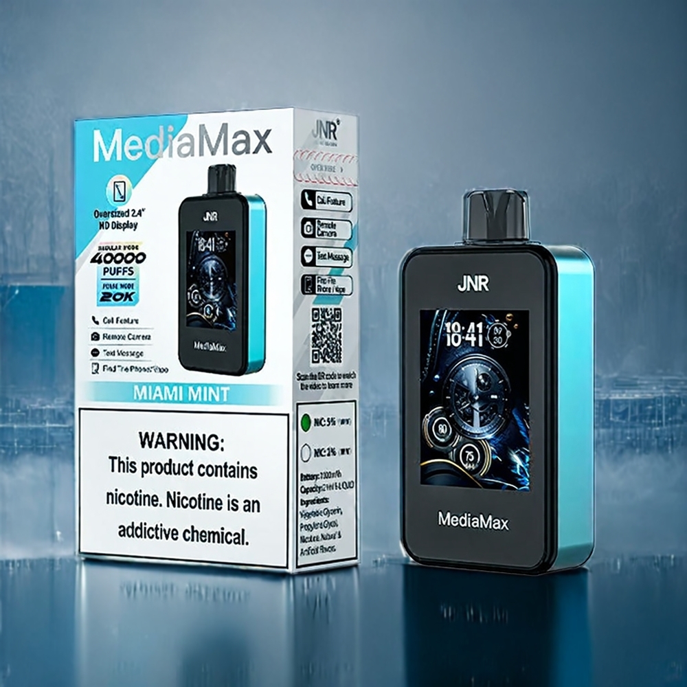 Miami Mynta JNR MediaMax 40000 Puffar 1000mAh 21mL 5% Dual Mesh Coil Sverigegrossist