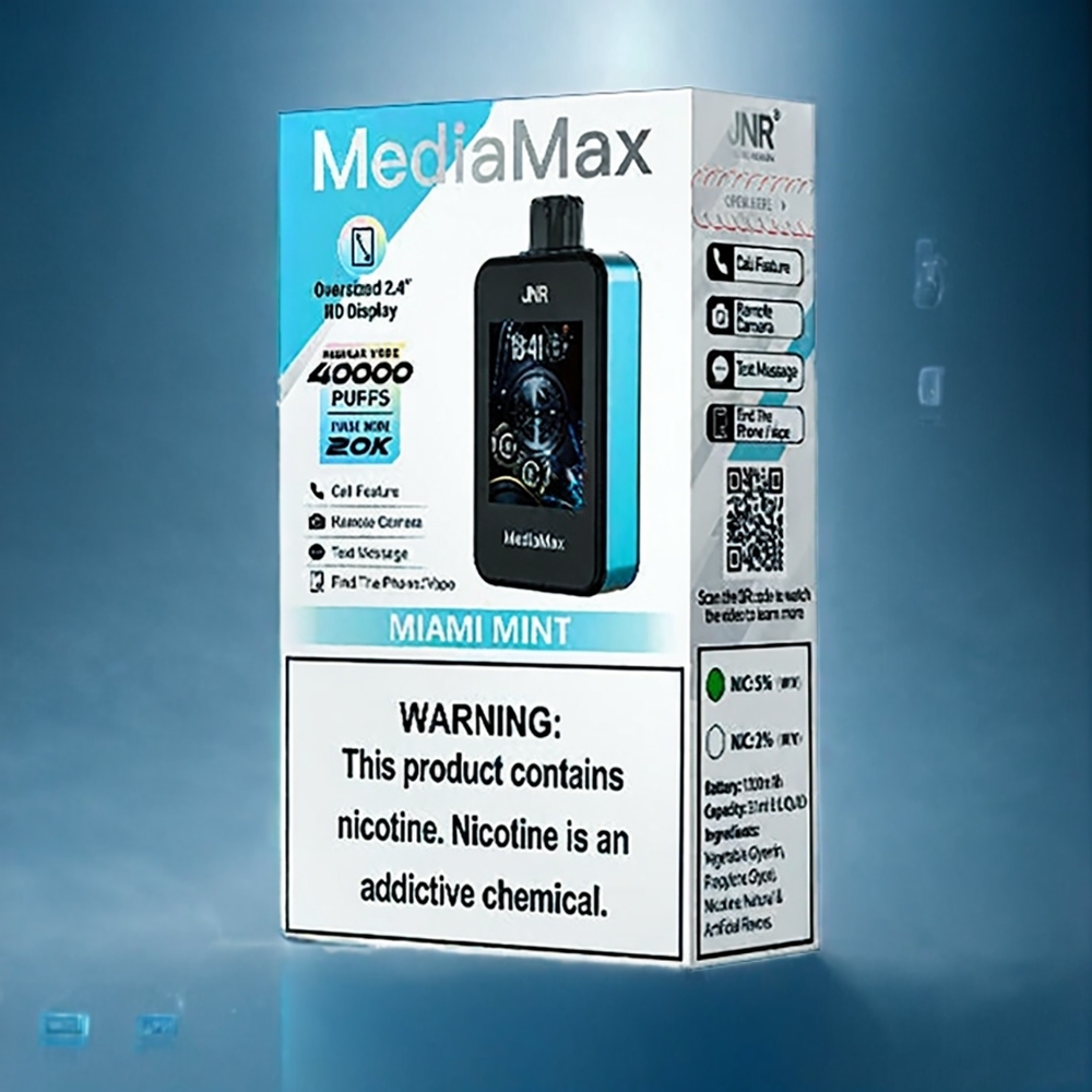 Miami Mynta JNR MediaMax 40000 Puffar 1000mAh 21mL 5% Dual Mesh Coil Sverigegrossist
