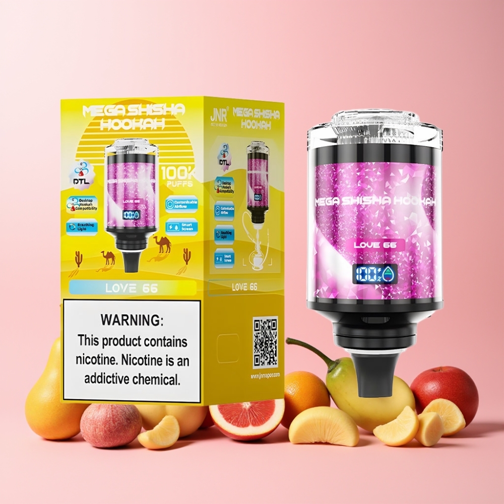 JNR Mega Shisha Hookah 100K 70.2mm Typ-C Laddning Andningsljus Sverige Grossist Kärlek 66
