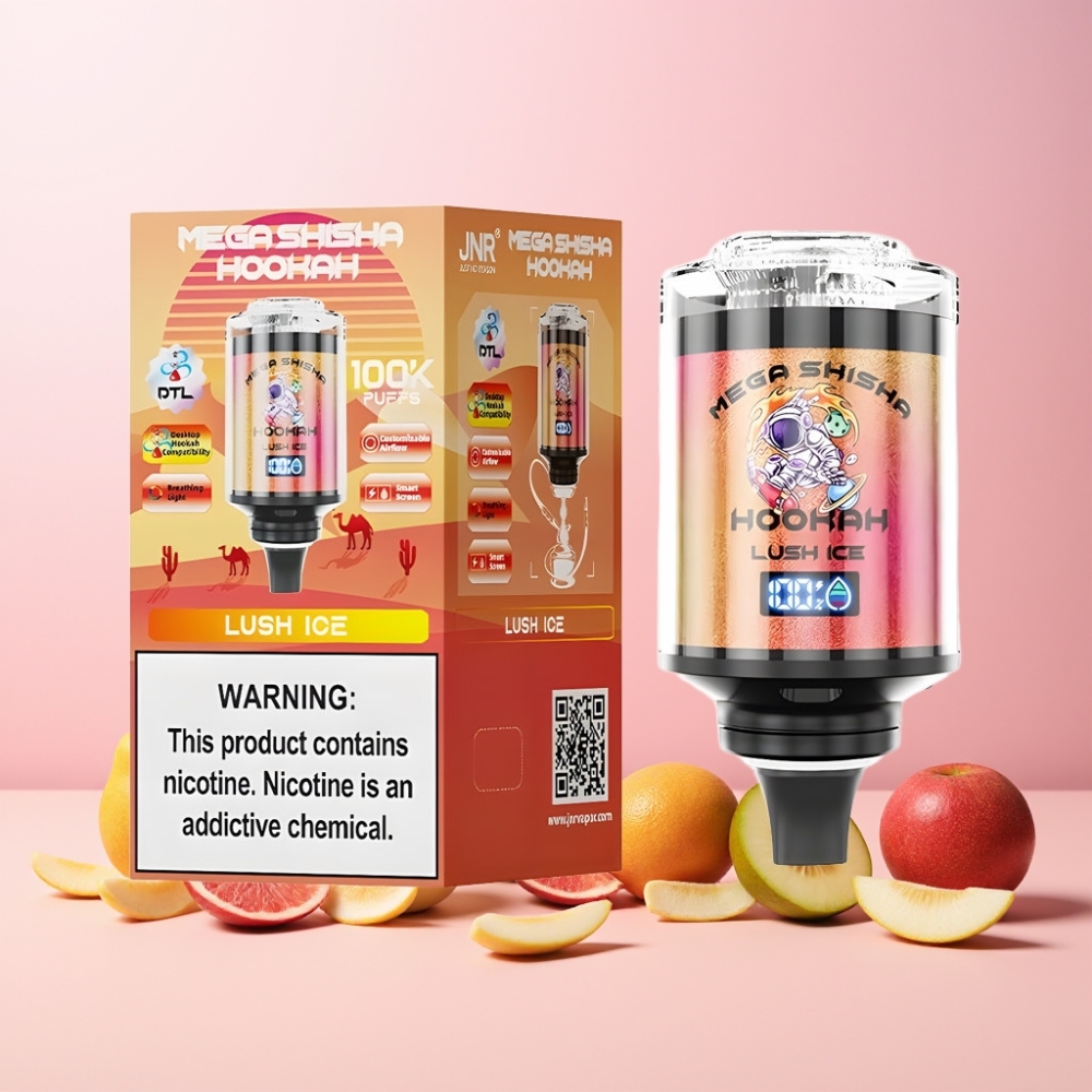 JNR Mega Shisha Hookah 100K Skrivbordskompatibel 2200mAh 60ml Sverige Grossist Saftig Is