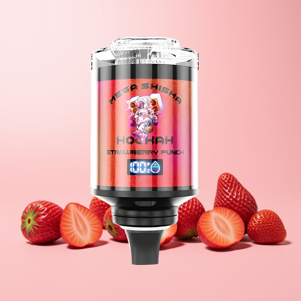JNR Mega Shisha Hookah 100K Svensk Grossist 70mm Skärm Luftflöde Jordgubb Punch