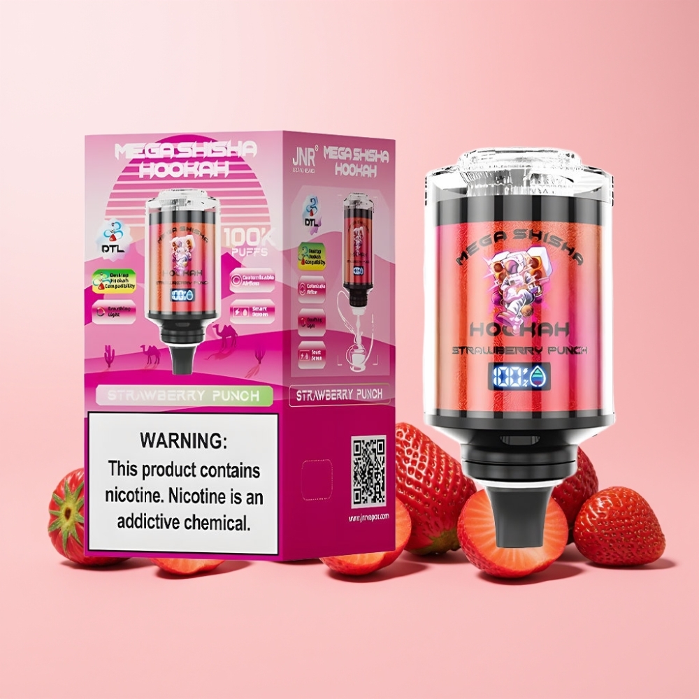 JNR Mega Shisha Hookah 100K Svensk Grossist 70mm Skärm Luftflöde Jordgubb Punch