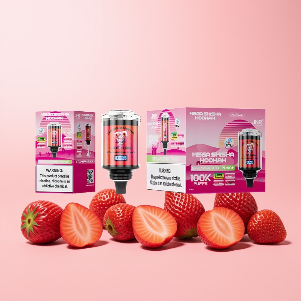JNR Mega Shisha Hookah 100K Svensk Grossist 70mm Skärm Luftflöde Jordgubb Punch